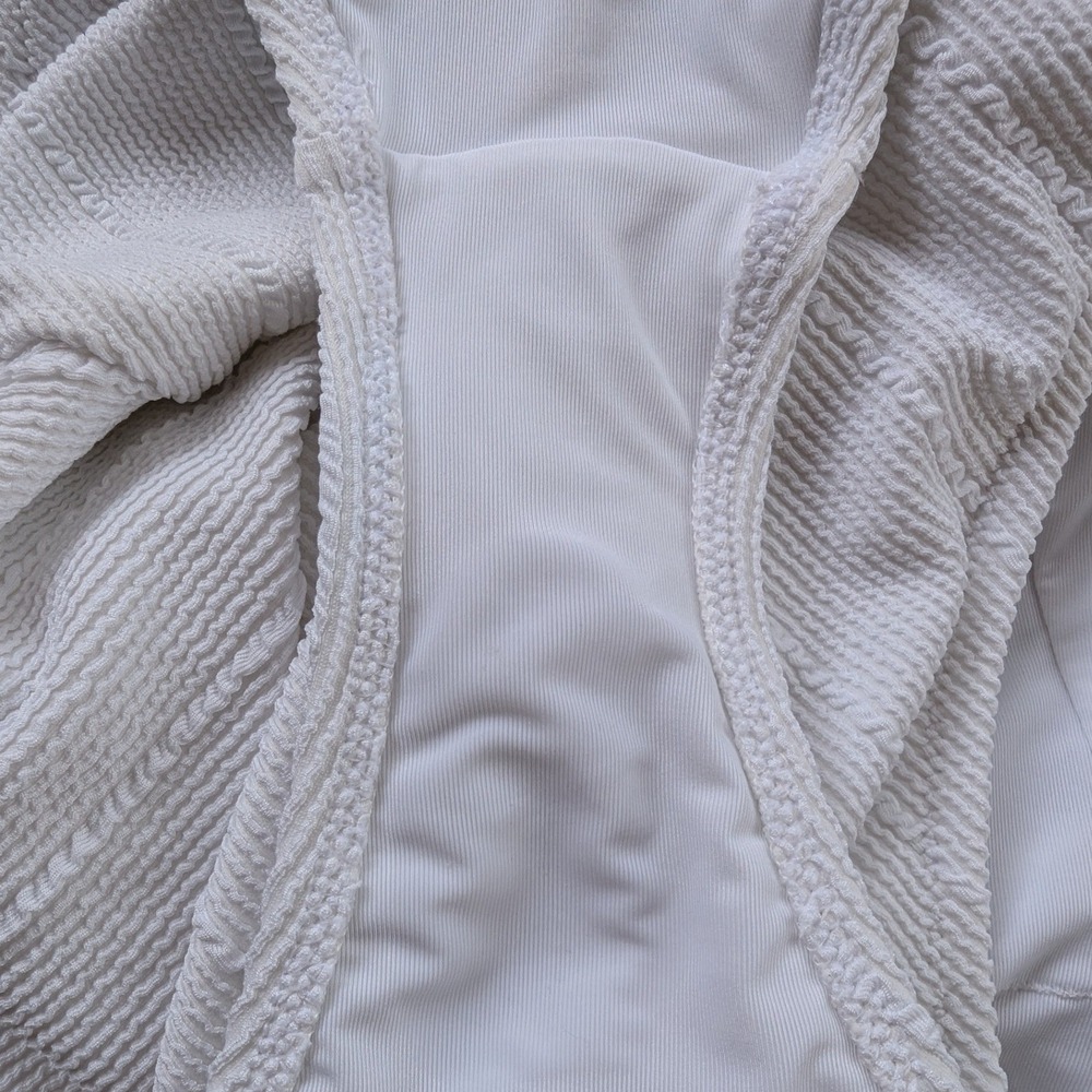Aerie One Piece Cheeky Textured White Swimsuit Sz M Long - Picture 8 of 8